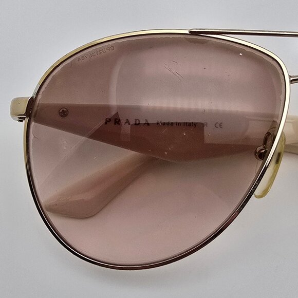 Prada SPR53Q ZVN-0A6 Pale Gold Frame Brown Gradient Lens Aviator Sunglasses 60mm - Picture 12 of 12